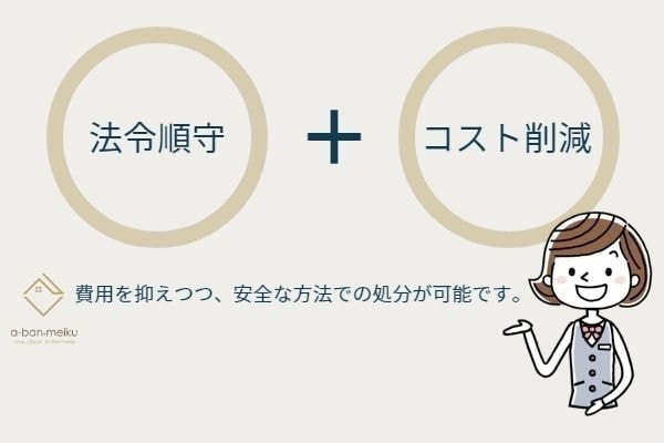 法令順守とコスト削減を説明するイラスト